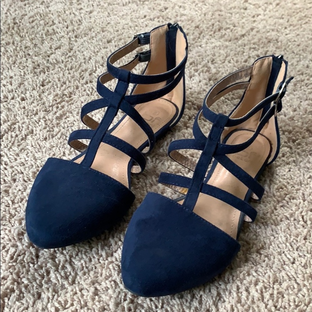 Gently used Blue suede Sandals